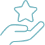 Icône linéaire d'une main ouverte offrant une étoile. Symbole de qualité, excellence, service premium ou récompense.